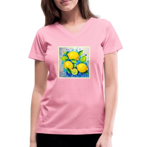 Lemons Splash of Color - Women's V-Neck T-Shirt