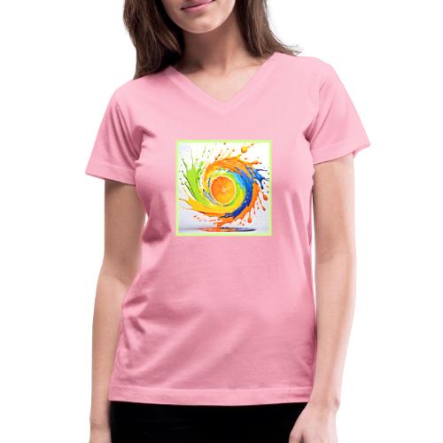 Citrus Splash of Color Design - Women's V-Neck T-Shirt
