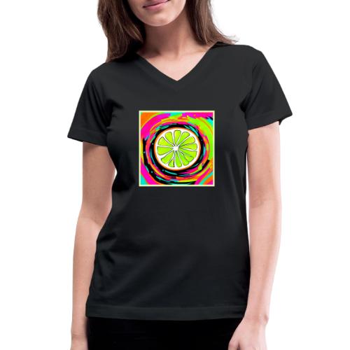 Lime Slice Pop Art - Women's V-Neck T-Shirt