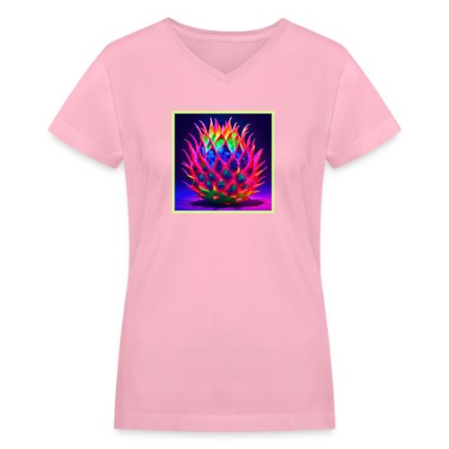 Electric Neon Dragon Fruit - Women's V-Neck T-Shirt