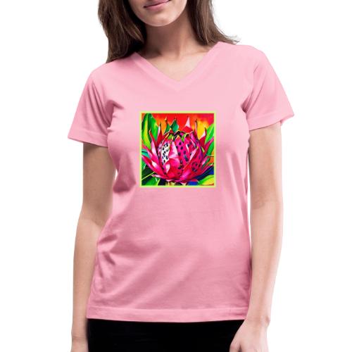 Exotic Dragon Fruit Bloom - Women's V-Neck T-Shirt