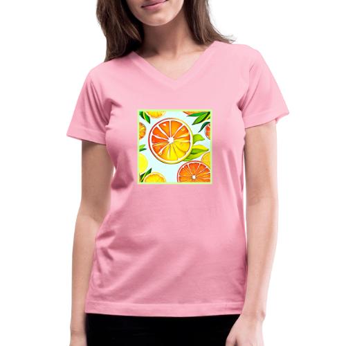 Orange Slice: Citrus Art - Women's V-Neck T-Shirt