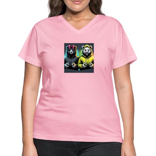 Gamer Bears - Women's V-Neck T-Shirt