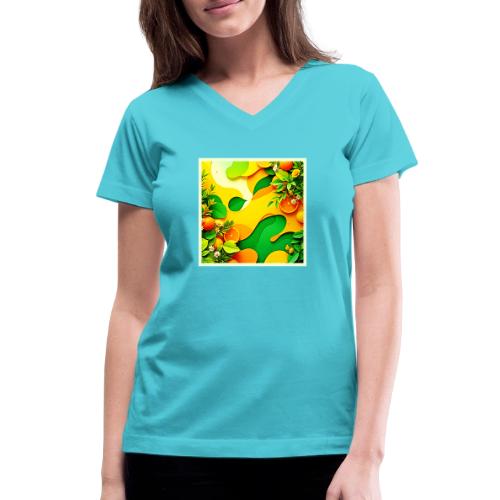 Fresh Citrus Summer Vibes Art - Women's V-Neck T-Shirt