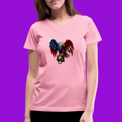 American Flag Bald Eagle - Helmet - Women's V-Neck T-Shirt