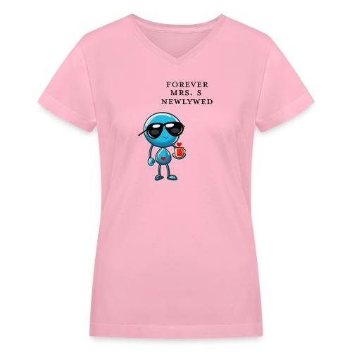 Mrs S Forever Newlywed - Women's V-Neck T-Shirt