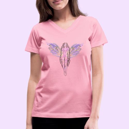 Angel Moon Goddess - Fairytale Design - Women's V-Neck T-Shirt