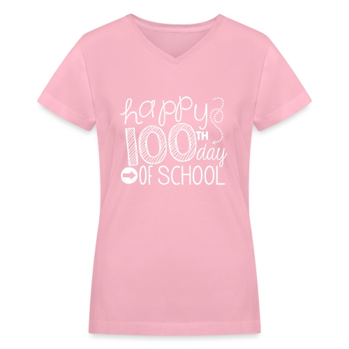 Happy 100th Day of School Arrows Teacher T-shirt - Women's V-Neck T-Shirt
