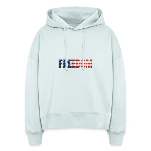 Freedom American Flag Distressed Patriotic Shirt - Stanley/Stella Nora Women's Organic Hoodie