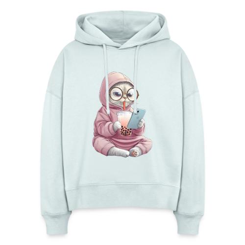 Cool Cat Bubble Tea Cartoon Design - Stanley/Stella Nora Women's Organic Hoodie