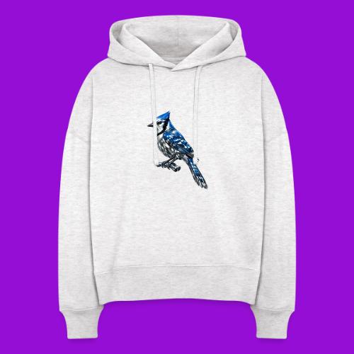 Silver Blue Jay on Perch + Flight Stages 2-print - Stanley/Stella Nora Women's Organic Hoodie