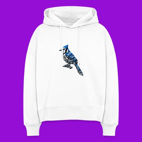 Silver Blue Jay on Perch - Stanley/Stella Nora Women's Organic Hoodie