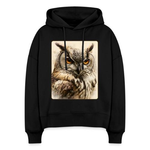 Great Horned Owl Watercolor Design - Stanley/Stella Nora Women's Organic Hoodie