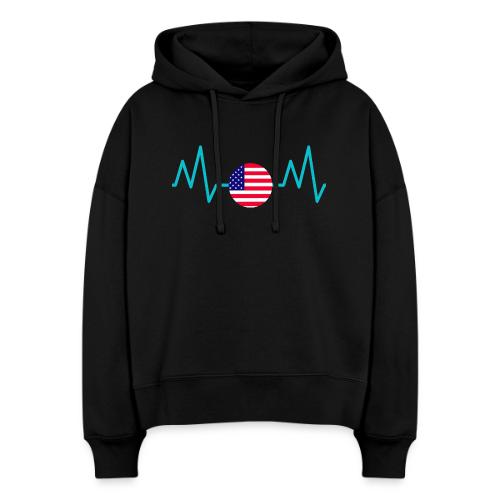 Heartbeat USA Flag – Patriotic American Pride Tee - Stanley/Stella Nora Women's Organic Hoodie