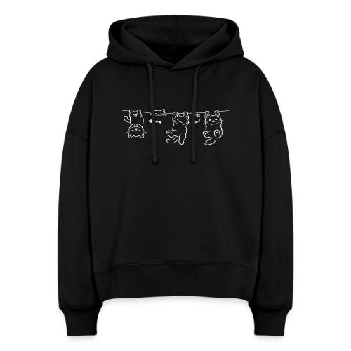 Minimalist Hanging Cats Line Art - Cute Kittens - Stanley/Stella Nora Women's Organic Hoodie