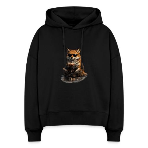 Cool Red Fox Wearing Sunglasses Drinking Coffee - Stanley/Stella Nora Women's Organic Hoodie