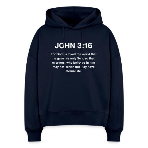 John 3:16 Christian Apparel – White - Stanley/Stella Nora Women's Organic Hoodie