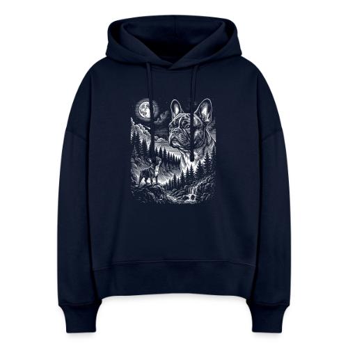 Vintage French Bulldog Moon Howling Tee - Stanley/Stella Nora Women's Organic Hoodie