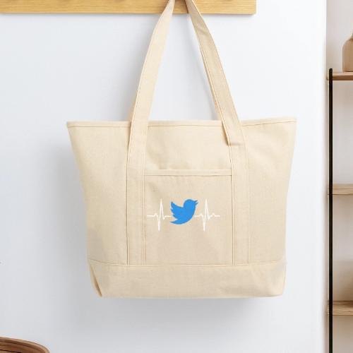 Social Media Heartbeat Blue Bird Graphic - Large Canvas Deluxe Tote