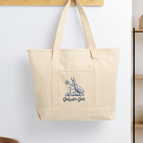 Girls Will Be Girls Praying Mantis Humor - Large Canvas Deluxe Tote
