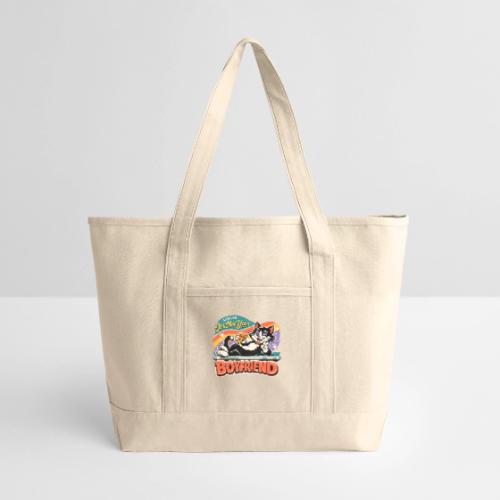 Sassy Cat Pride Pizza Retro Comic - Large Canvas Deluxe Tote