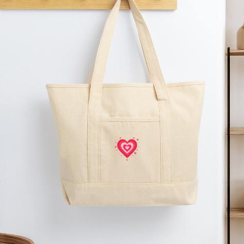 Layered Red & Pink Heart – Cute Valentine Love - Large Canvas Deluxe Tote