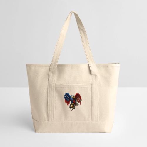American Flag Bald Eagle - Helmet - Large Canvas Deluxe Tote
