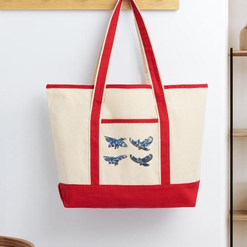 Silver Blue Jay Flight Stages - Large Canvas Deluxe Tote