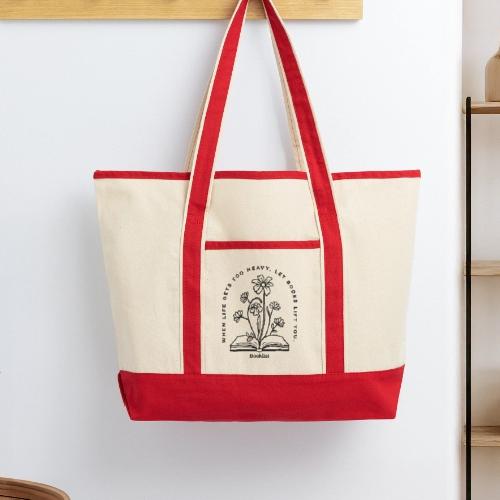 Booklist: Discover Reads That Lift You (flowers) - Large Canvas Deluxe Tote