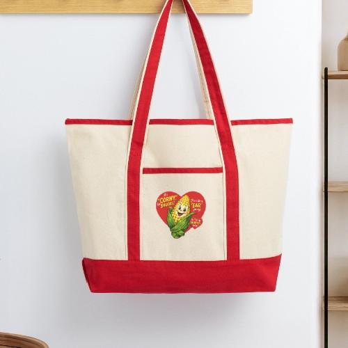 Corny Valentine T-Shirt - Large Canvas Deluxe Tote