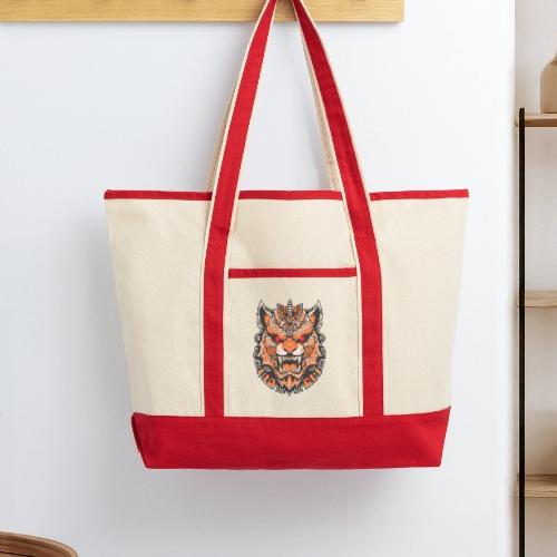 Tribal Demon Wolf Mask - Large Canvas Deluxe Tote