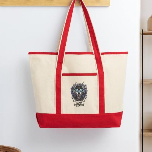 Alpha Predator Wolf Fierce Neon Eyes - Large Canvas Deluxe Tote