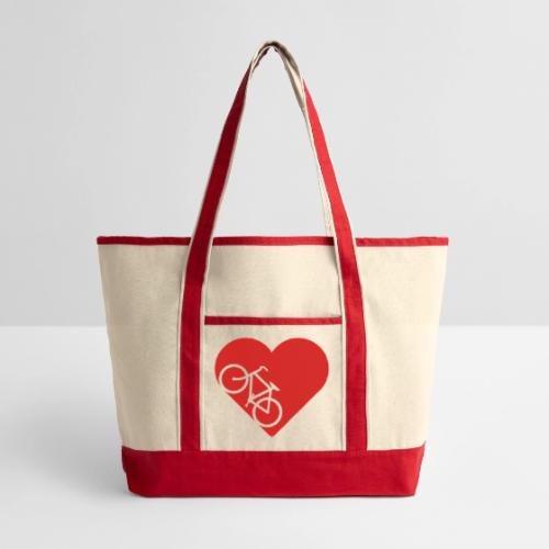 Bike in heart - Large Canvas Deluxe Tote