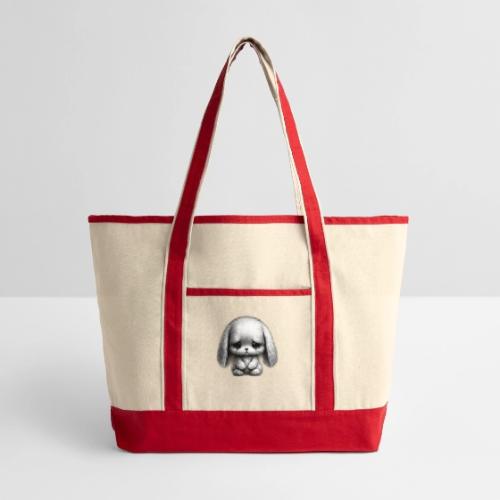 Sad Puppy Meme with Puppy Standing - Large Canvas Deluxe Tote