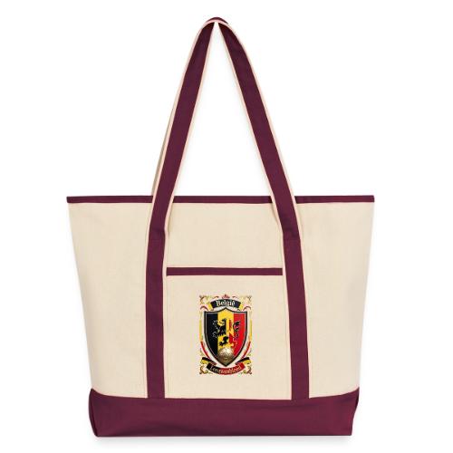 Belgium Lion Crest T-Shirt, Belgian Flag Gift - Large Canvas Deluxe Tote