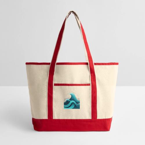 Dynamic Ocean Wave Illustration - Large Canvas Deluxe Tote
