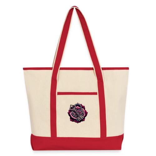 You Hold the Key to My Heart Rose Lock T-Shirt - Large Canvas Deluxe Tote