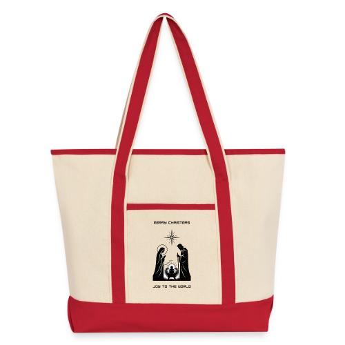 Joy to the World T-Shirt | Minimalist Nativity - Large Canvas Deluxe Tote