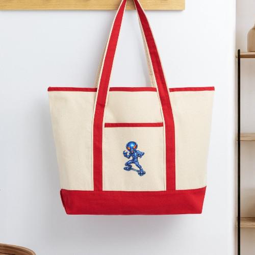 Angry Blue Alien - Large Canvas Deluxe Tote