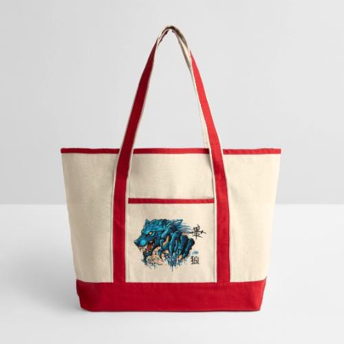 Blue Wolf Graffiti Street Art - Large Canvas Deluxe Tote