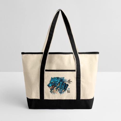Blue Wolf Graffiti Street Art - Large Canvas Deluxe Tote
