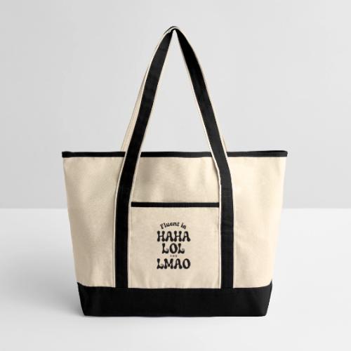Fluent in HAHA LOL LMAO Funny Humor-Bilingual Joke - Large Canvas Deluxe Tote