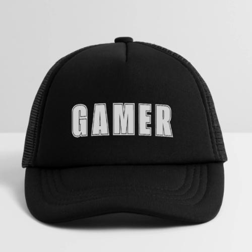 Gamer Collegiate White Text Design - Kid's Trucker Cap