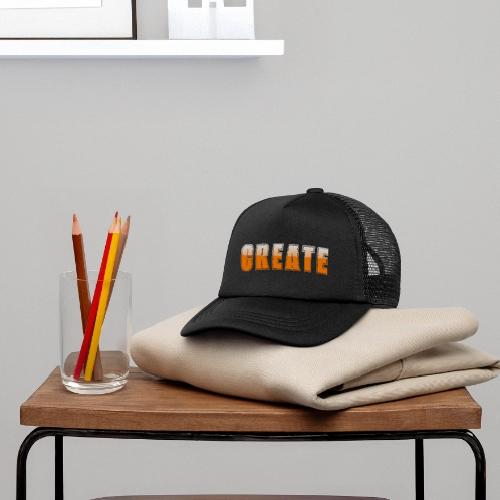 CREATE Vibrant Orange Bold Word Graphic - Kid's Trucker Cap