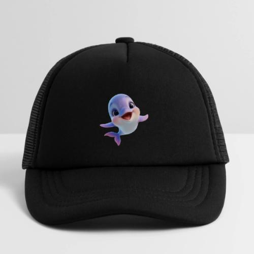Purple-White Smiling Baby Dolphin - Kid's Trucker Cap