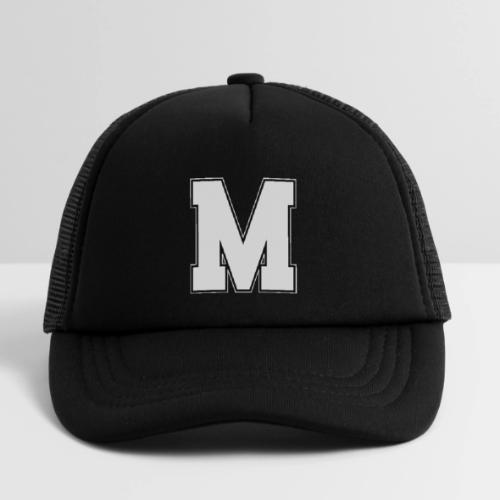 White Letter M – Varsity Alphabet Monogram - Kid's Trucker Cap