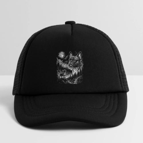 Vintage French Bulldog Moon Howling Tee - Kid's Trucker Cap
