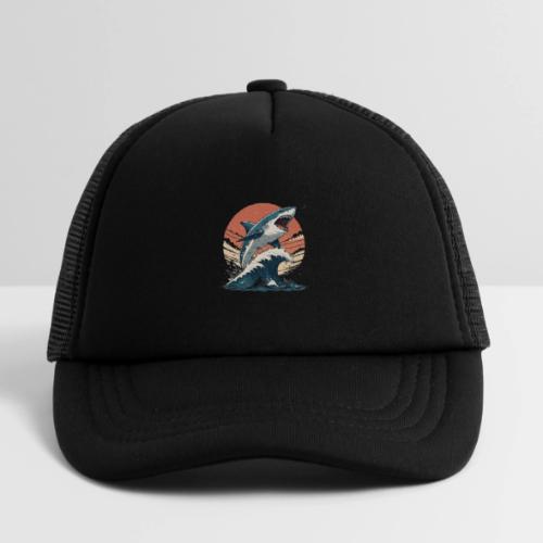 Fierce Shark Breaking Through Waves - Kid's Trucker Cap