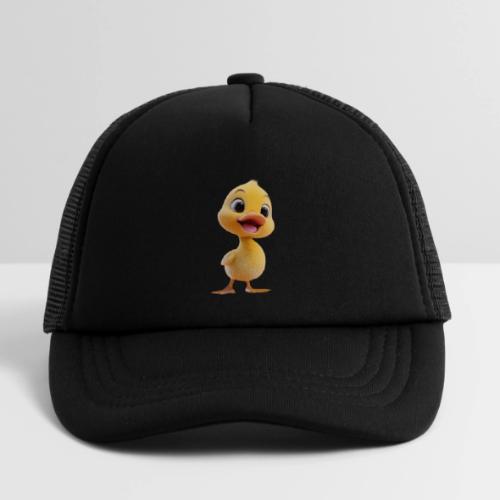 Bright Yellow Baby Duck Smiling - Kid's Trucker Cap