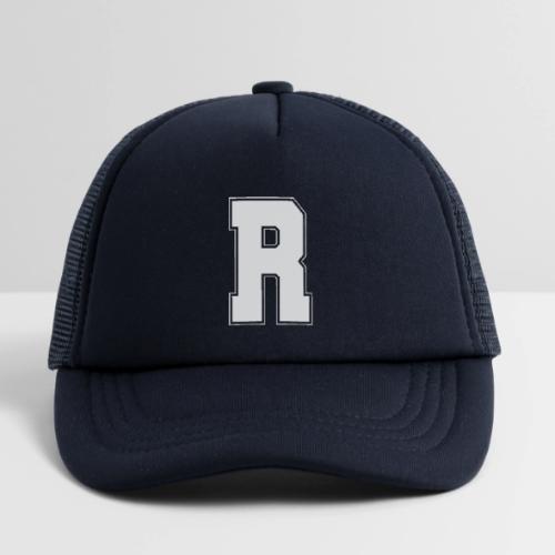 White Letter R – Varsity Alphabet Monogram - Kid's Trucker Cap
